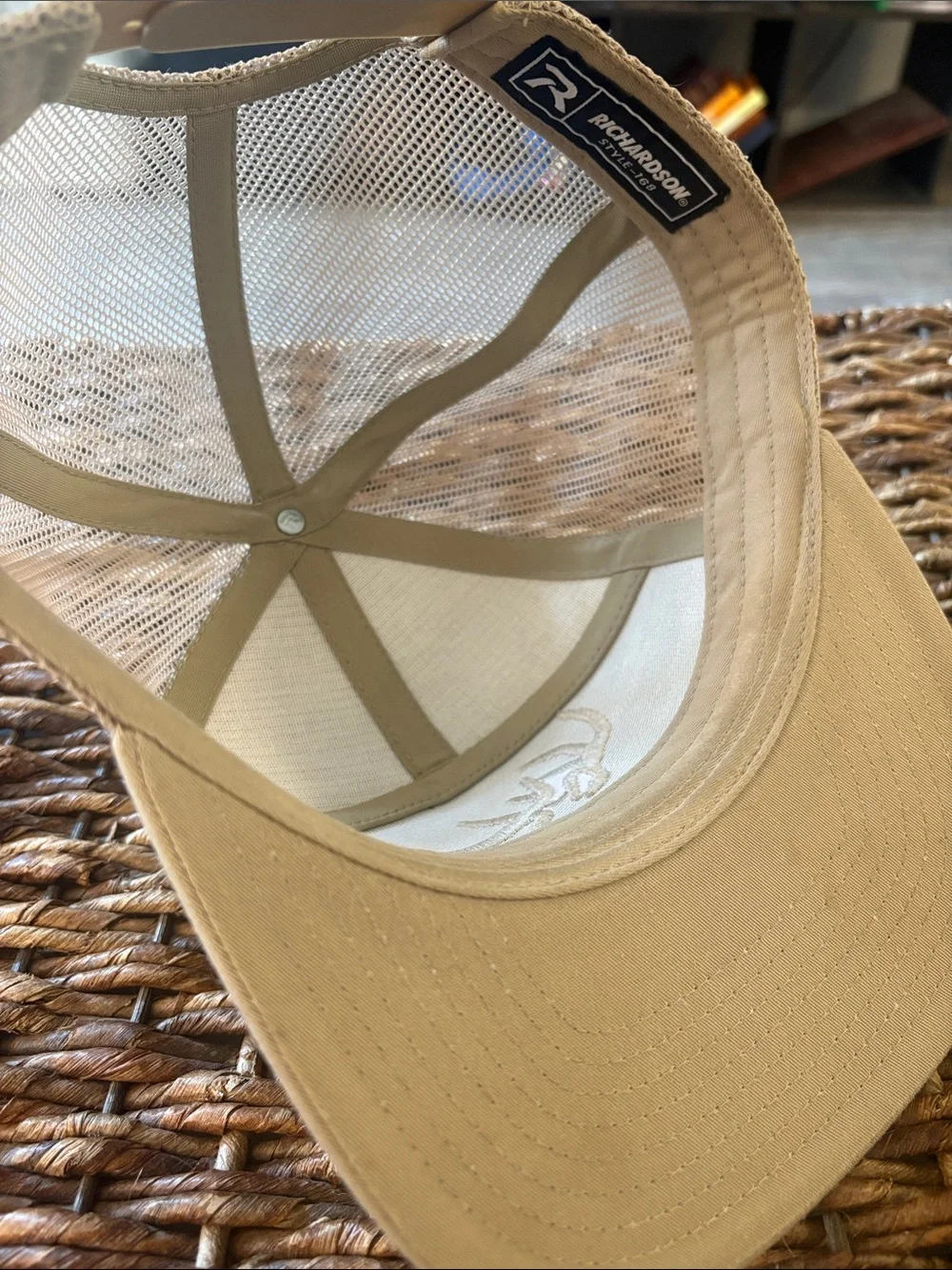 Men's Tan and Brown Trucker Cap with Deer Antler Logo